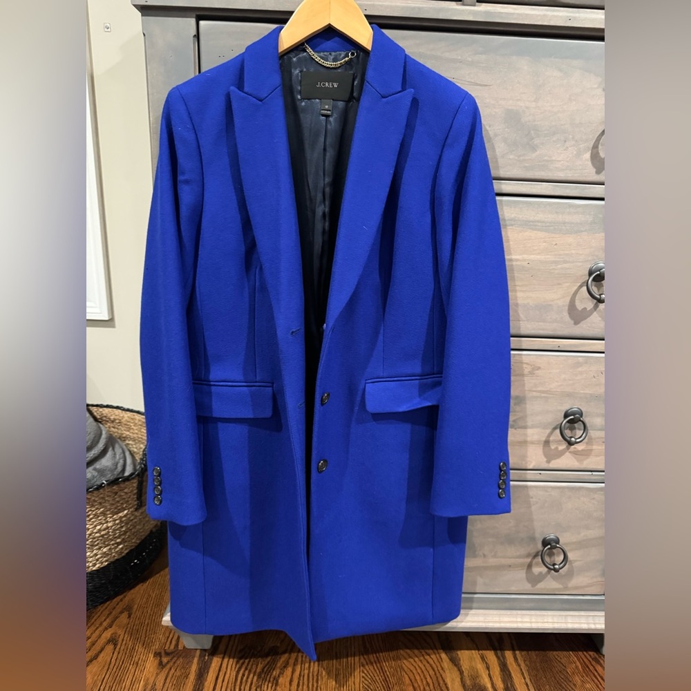 J. Crew Royal Blue Wool Overcoat Size L